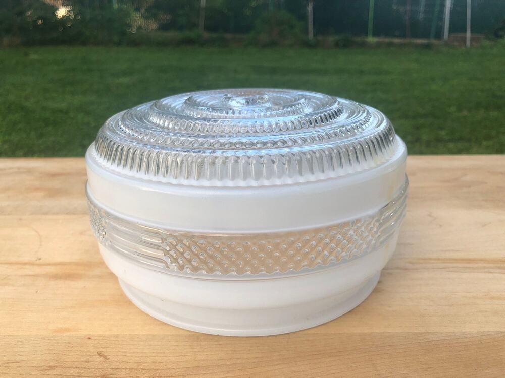 Vintage Art Deco Frosted Textured Clear Glass Ceiling Light Cover, Light Shade